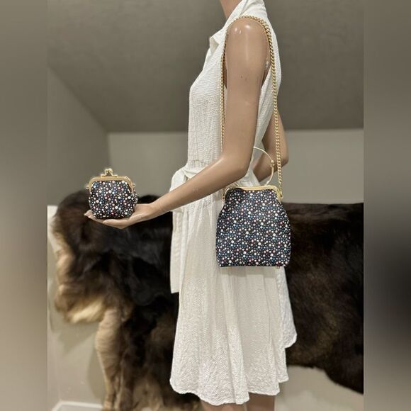 Handmade Oriental Style Genuine Leather Top Handle Kisslock Bag & Mini Purse Set - Picture 2 of 16